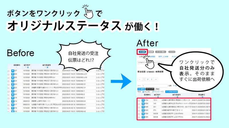 ボタンワンクリックでオリジナルステータスが動作し受注伝票管理を効率化するネクストエンジン機能説明