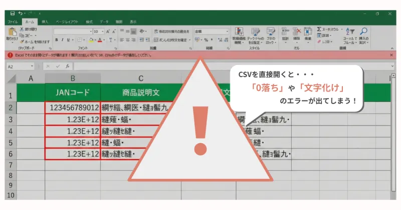 楽天CSV登録でよくあるエラー（全角・半角ミスなど）と正しい入力例の比較